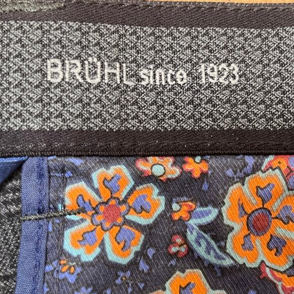 Bruhl Men's Gray Plaid Nizza Straight Leg Dressy Preppy Trousers Pants 36R - Picture 3 of 8